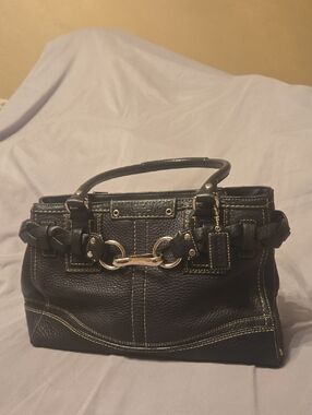 Black Pebble Leather Coach Purse The Hampton Satchel